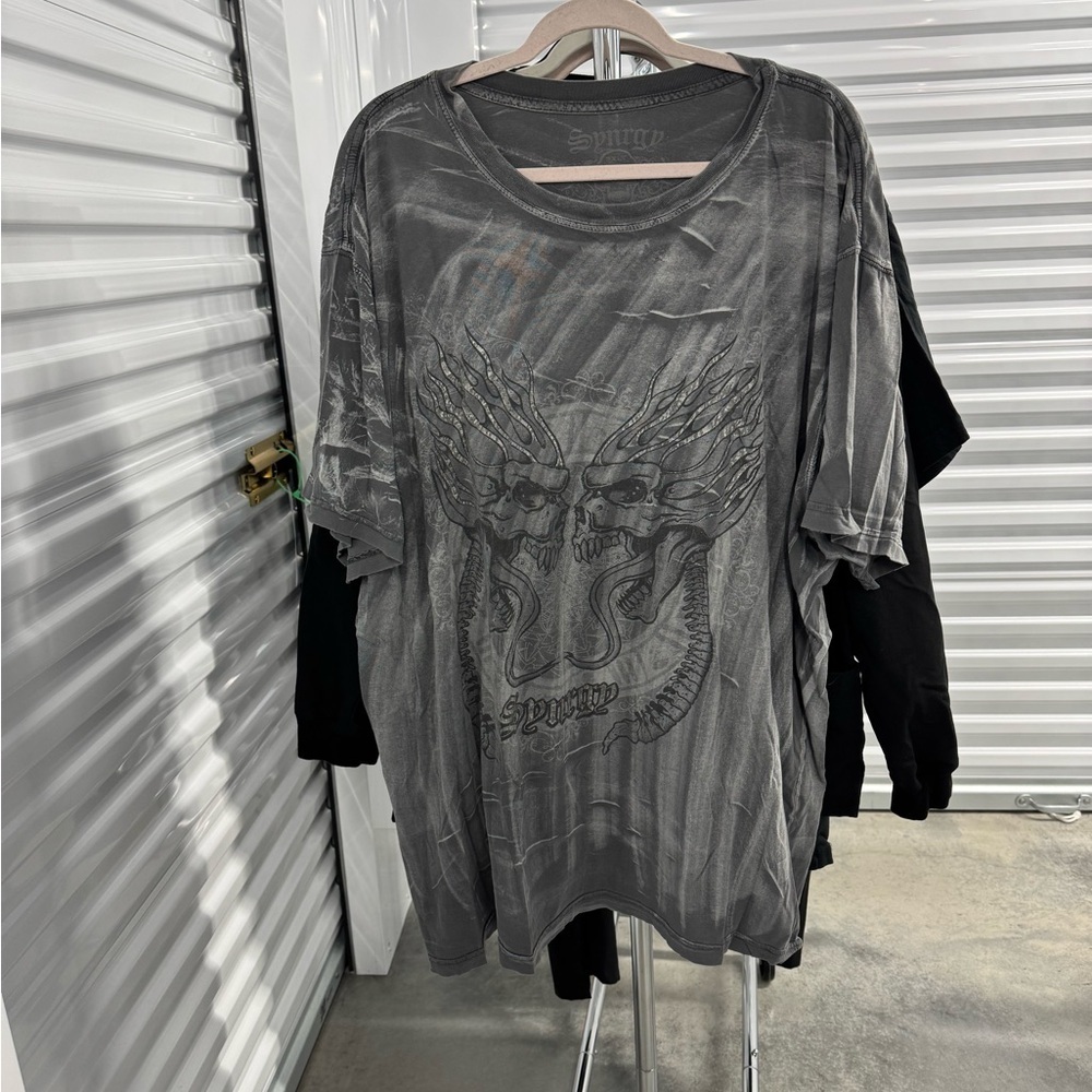 Synrgy Gray Graphic Men's Shirt | size: 3XLT